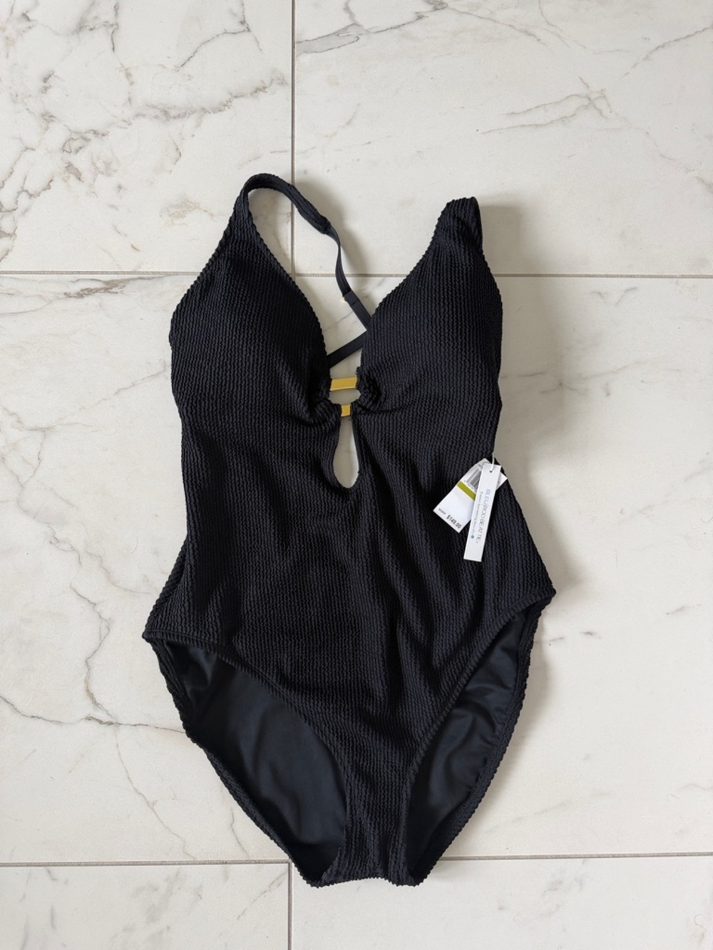 Bleu Rod Beattie Black Textured One-Piece Swimsuit with Tag